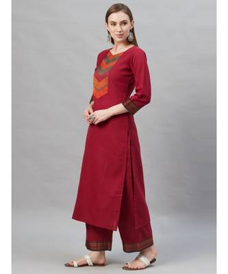 Indo Era Pink Solid Straight Kurta Palazzo with Dupatta Sets 3