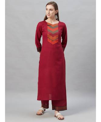 Indo Era Pink Solid Straight Kurta Palazzo with Dupatta Sets 4