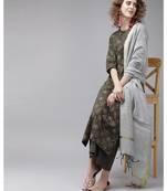 Indo Era Foil Printed Straight Kurta with Palazzo Dupatta Set