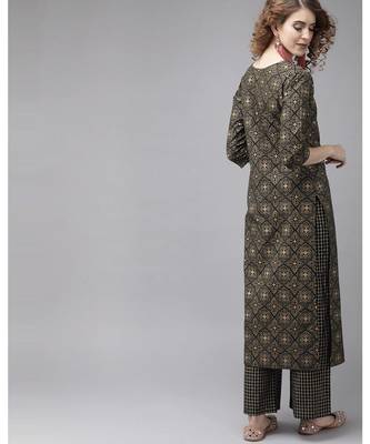Indo Era Foil Printed Straight Kurta with Palazzo Dupatta Set 2