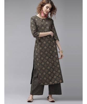 Indo Era Foil Printed Straight Kurta with Palazzo Dupatta Set 3