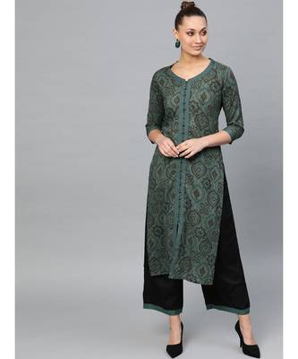 Indo Era Printed Straight Kurta with Palazzo Set 1