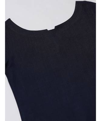 Indo Era Navy Blue Solid Straight Kurta with Palazzo Dupatta Set 4