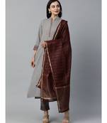 Indo Era Grey Embroidered Straight Kurta Pant with Dupatta Sets