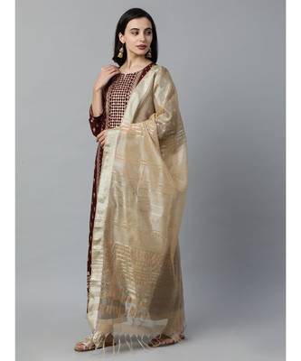 Indo Era Maroon Foil Printed Straight Kurta with Palazzo Set 3
