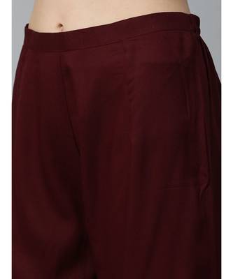 Indo Era Maroon Foil Printed Straight Kurta with Palazzo Set 5