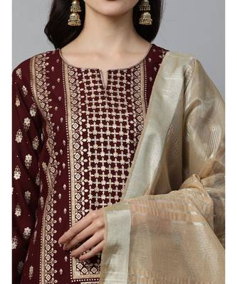 Indo Era Maroon Foil Printed Straight Kurta with Palazzo Set 6