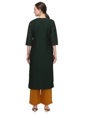 FIORRA Green Printed Muslin Silk Straight Long Kurtis 2