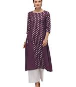 FIORRA Purple Printed Cotton Blend Flared kurti