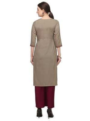 FIORRA Brown Printed Muslin Silk Straight kurti 2