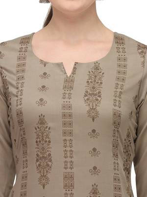 FIORRA Brown Printed Muslin Silk Straight kurti 4