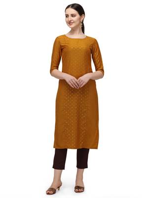 FIORRA Mustard Printed Muslin Silk Straight kurti 1