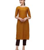 FIORRA Mustard Printed Muslin Silk Straight kurti