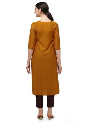 FIORRA Mustard Printed Muslin Silk Straight kurti 2