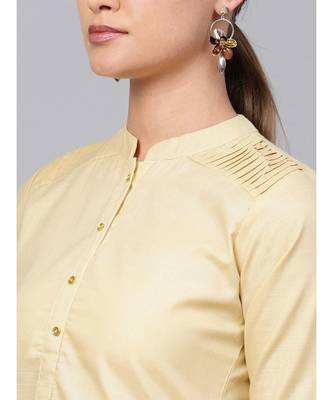 Indo Era Beige Solid Straight Kurta 6