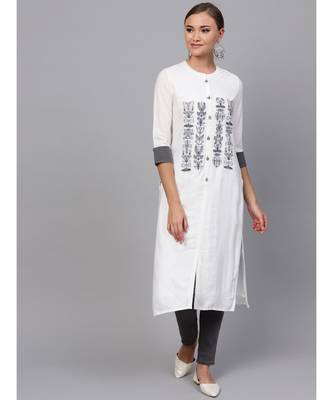 Indo Era White embroidered Straight Kurta 1