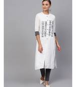 Indo Era White embroidered Straight Kurta