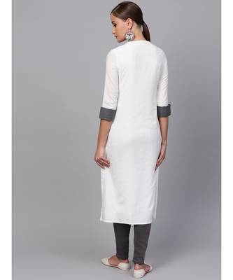 Indo Era White embroidered Straight Kurta 2