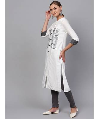 Indo Era White embroidered Straight Kurta 3