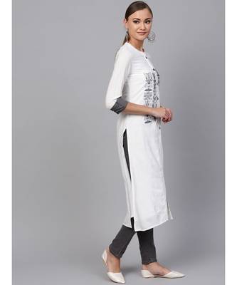 Indo Era White embroidered Straight Kurta 4