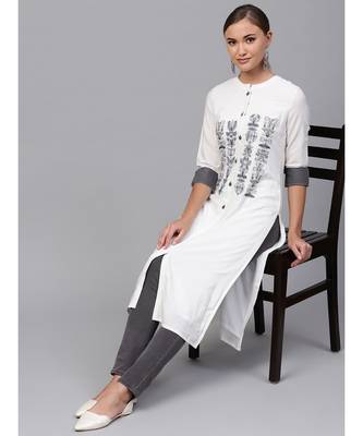 Indo Era White embroidered Straight Kurta 5