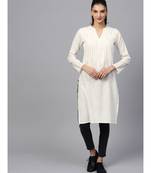 Indo Era white Solid Straight Kurta