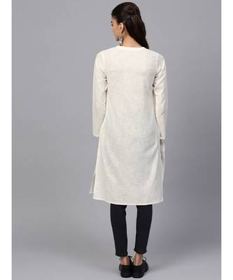 Indo Era white Solid Straight Kurta 2