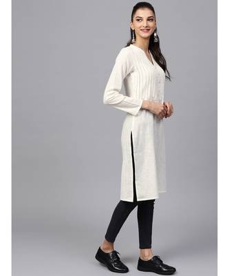 Indo Era white Solid Straight Kurta 4