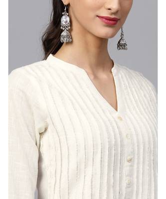 Indo Era white Solid Straight Kurta 6