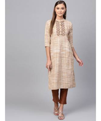 Indo Era Beige South cotton Saga Straight Kurta 1