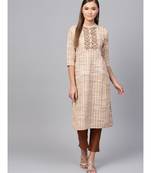Indo Era Beige South cotton Saga Straight Kurta