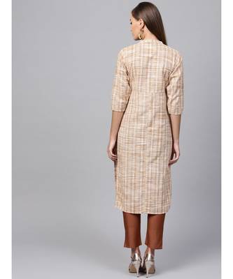Indo Era Beige South cotton Saga Straight Kurta 2
