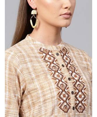 Indo Era Beige South cotton Saga Straight Kurta 6
