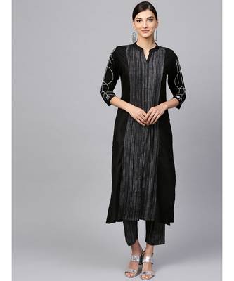 Indo Era black south cotton Saga Straight Kurta 1