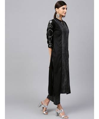 Indo Era black south cotton Saga Straight Kurta 4