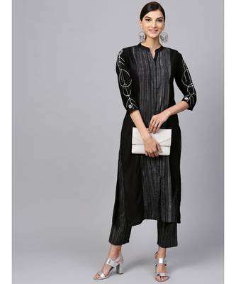 Indo Era black south cotton Saga Straight Kurta 5