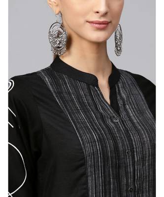 Indo Era black south cotton Saga Straight Kurta 6