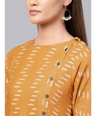Indo Era Mustard South cotton Saga Flared Kurta 6