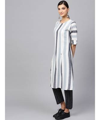 Indo Era off white South cotton Saga Flared Kurta 4