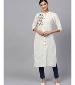 Indo Era Off white South cotton Saga Straight Kurta