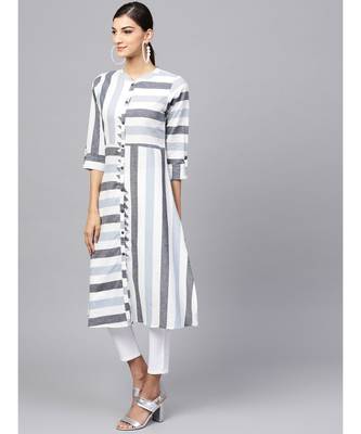Indo Era Off white South cotton Saga A-Line Kurta 3