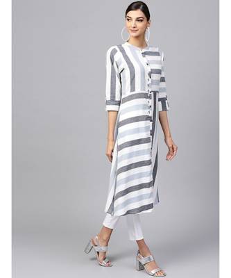 Indo Era Off white South cotton Saga A-Line Kurta 4