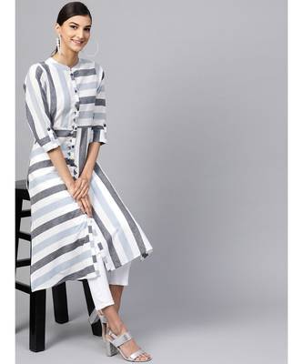 Indo Era Off white South cotton Saga A-Line Kurta 5