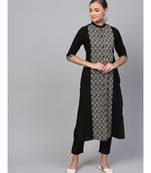 Indo Era Black printed Straight Kurta