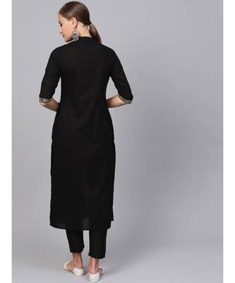 Indo Era Black printed Straight Kurta 2