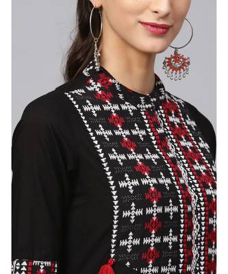 Indo Era Black Yoke Design Straight Kurta 6