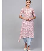 Indo Era Pink printed A-line Kurta
