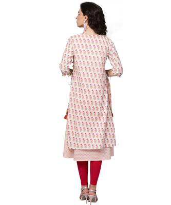 Indo Era Pink printed A-line Kurta 2