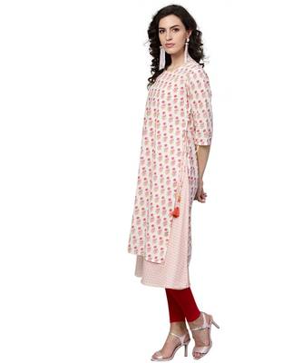 Indo Era Pink printed A-line Kurta 3