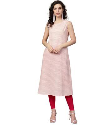 Indo Era Pink printed A-line Kurta 4